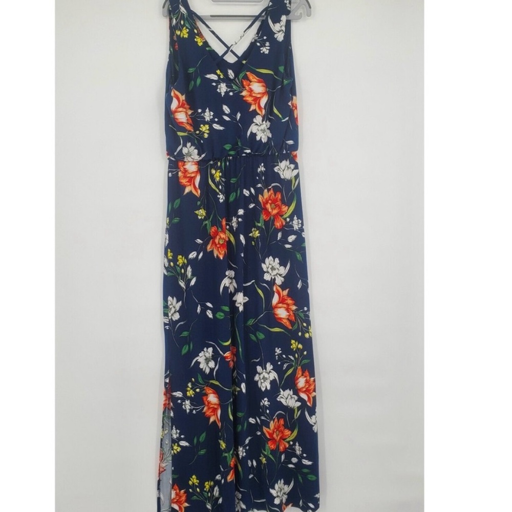 Nine Britton Maxi Dress Women's Size Large Blue Floral Long Sleeveless‎